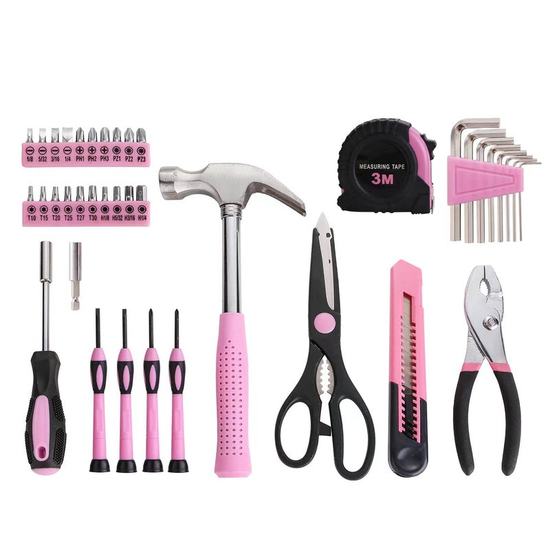 RVOGJP 39 Piece All Purpose Basic Household Pink Tool Kit for Women - Small Tool Set with Toolbox Great for Home  Garage  Office and College Dormitory Use - Image 3